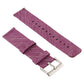 Canvas wrist strap with silver buckle, purple with stitched holes and textured weave