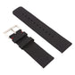 Black canvas watch wrist strap with metal buckle and stitched pin holes