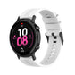 White silicone watch strap with black buckle and watch adapter on strap