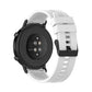 White silicone watch strap with black buckle, shown from back side