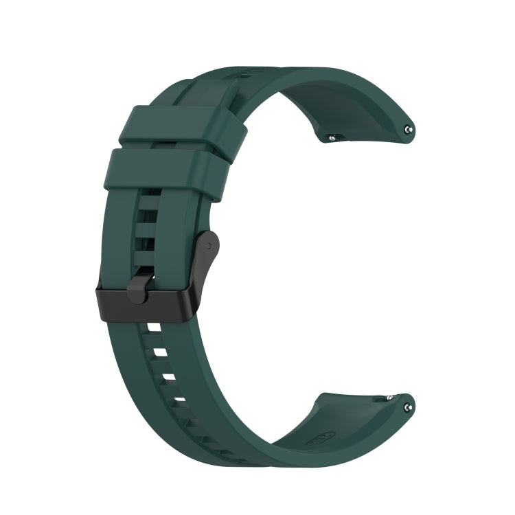 Dark green silicone watch strap with black buckle for a 42mm smartwatch