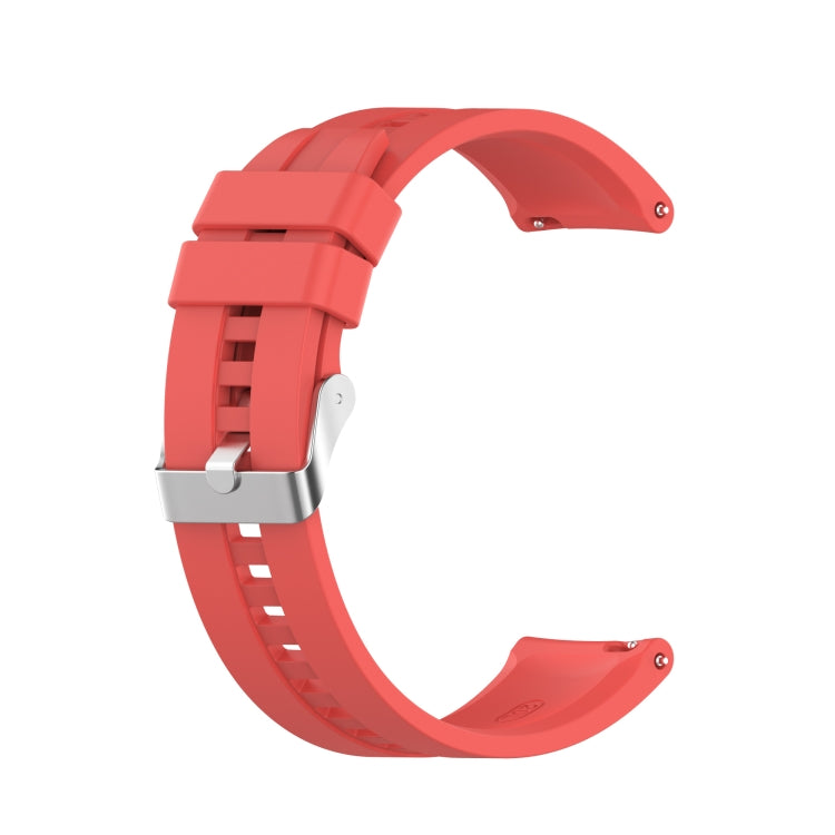 Coral red silicone watch strap with silver buckle for Huawei Watch GT 2 42mm
