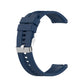 Blue silicone watch strap with silver buckle and perforated adjustment holes