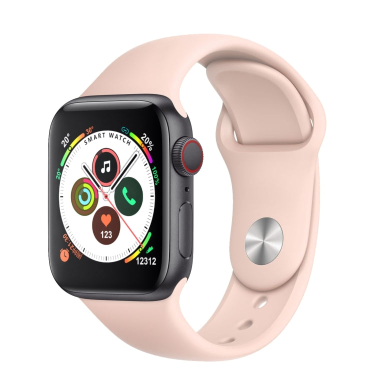 Pink silicone strap smart watch with square color screen and colorful watch face