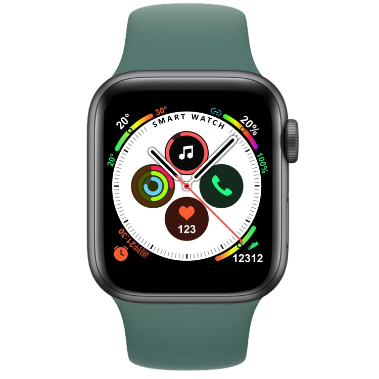 Dark blue silicone strap smart watch with square color screen and colorful dial icons