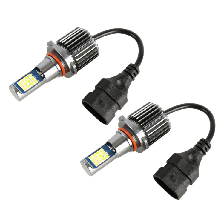 Car fog light LED bulb set with two LED bulbs, black housings, and wiring