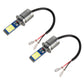 Car fog light LED bulb set with silver housings, red/white leads, and two bulbs