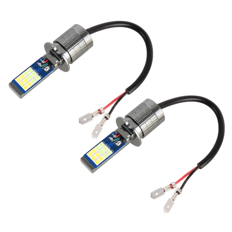 Car fog light LED bulbs with silver drivers and red wire connectors, two-pack