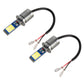 Car fog light LED bulb set with silver caps, blue boards, and red/white leads