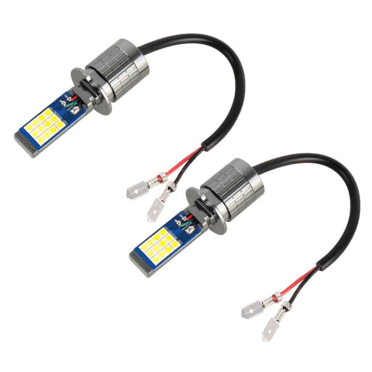 Car fog light LED bulb set with silver caps, blue boards, and red/white leads