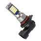 Single LED car fog light bulb with black housing, silver heatsink, red ring, SMD LED panel