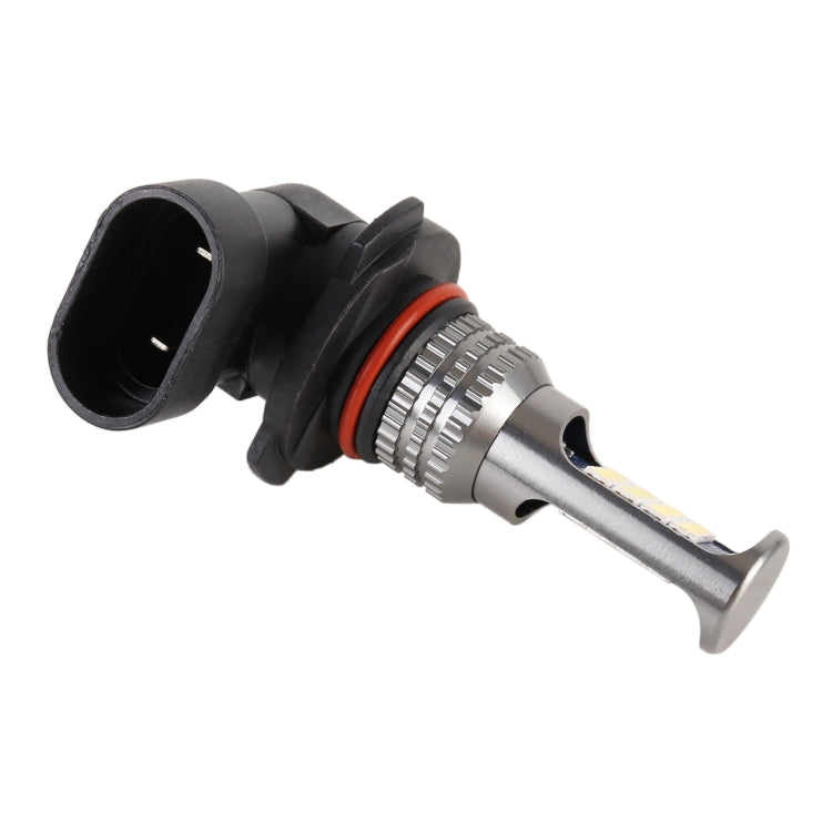 LED car fog light bulb with black socket and silver LED housing, red ring detail