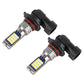 Pair LED car fog light bulbs with black housing, red ring, yellow SMD LED boards