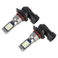 Pair LED car fog light bulbs angled, black plastic housings, red ring, yellow SMD LEDs
