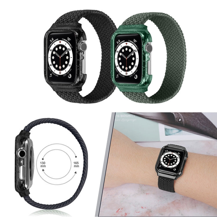 Woven replacement watch straps with frame, black and dark green for Apple Watch