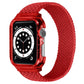 Woven replacement watch strap with frame for Apple Watch, red band