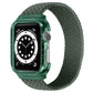 Woven replacement watch strap with frame for Apple Watch, dark olive green band