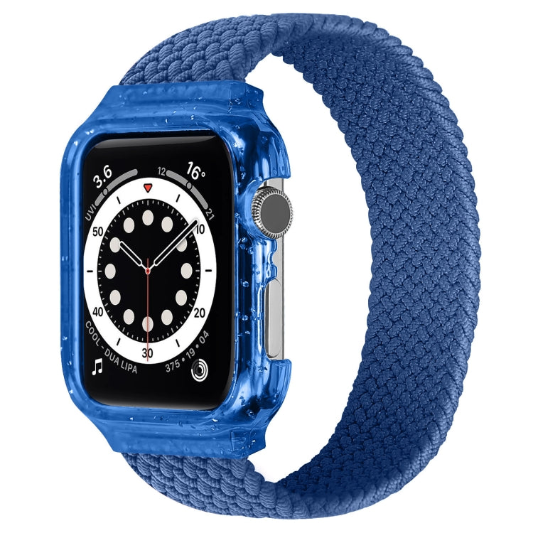 Woven replacement watch strap with frame, blue, for Apple Watch