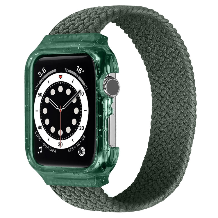 Woven replacement watch strap with frame, dark olive green, for Apple Watch