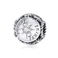 Sterling silver zodiac ring with clear zircon center, starburst bezel, engraved zodiac symbols