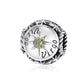 Sterling silver zodiac ring with yellow-green zircon center, starburst bezel, engraved zodiac marks