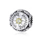 Sterling silver zodiac charm bead with yellow crystal and engraved Sagittarius text