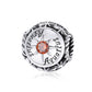 Sterling silver zodiac charm bead with orange crystal and engraved Aquarius text