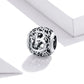 Sterling silver letter charm bead with ornate cutout B and decorative flourishes