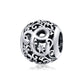 Sterling silver letter charm bead with ornate cutout O and swirling floral details