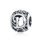 Sterling silver letter charm bead with ornate cutout D and filigree vine patterns