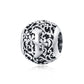 Sterling silver letter charm bead with ornate cutout letter and floral vine filigree