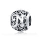 S925 sterling silver letter bead with hollow “N” motif and ornate filigree detailing