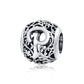S925 sterling silver letter bead with hollow “P” motif and ornate filigree detailing