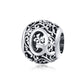 S925 sterling silver letter bead with hollow “C” motif and ornate filigree detailing