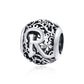 S925 sterling silver letter bead with hollow “R” motif and ornate filigree detailing