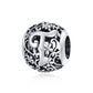 S925 sterling silver letter bead with hollow “T” motif and ornate filigree detailing