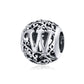 S925 sterling silver letter bead with hollow “W” motif and ornate filigree detailing
