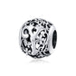 Sterling silver hollow letter bead charm with ornate cutout lettering, round openwork design