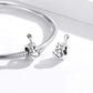 Sterling silver charm bracelet with guitar bead charm and heart love charm