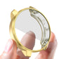 Gold TPU protective case for Garmin Vivoactive 3 Music, close-up of clear screen cover