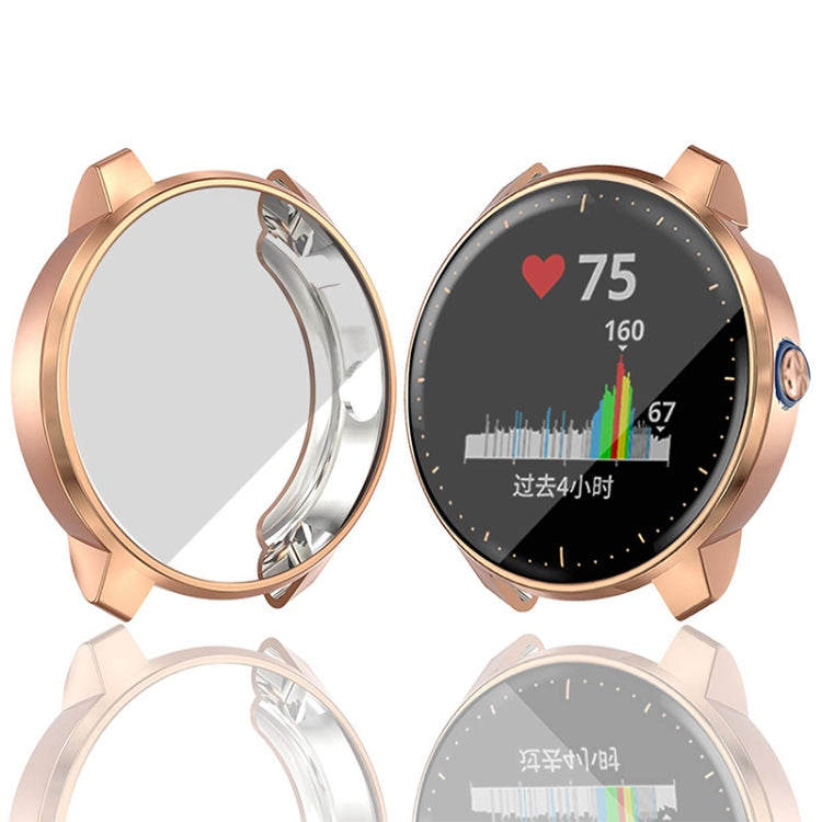 Rose gold TPU protective case for Garmin Vivoactive 3 Music, raised watch bezel