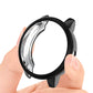 Black TPU protective watch case with raised bezel, held in hand