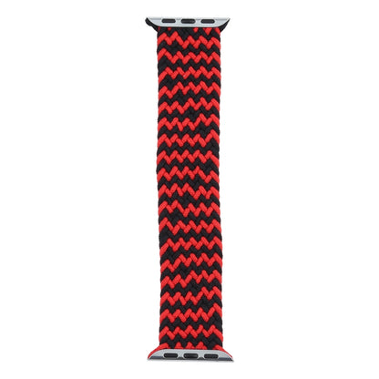 Red and black zigzag nylon braided watchband with metal pin-and-loop ends