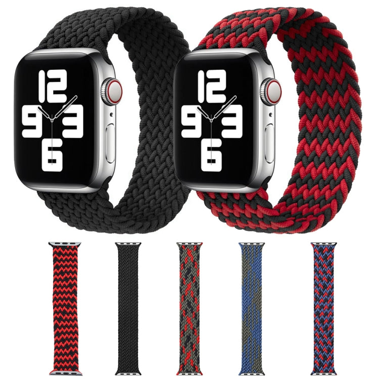 Set of braided nylon single-loop watchbands in black, red, blue, and mixed colors
