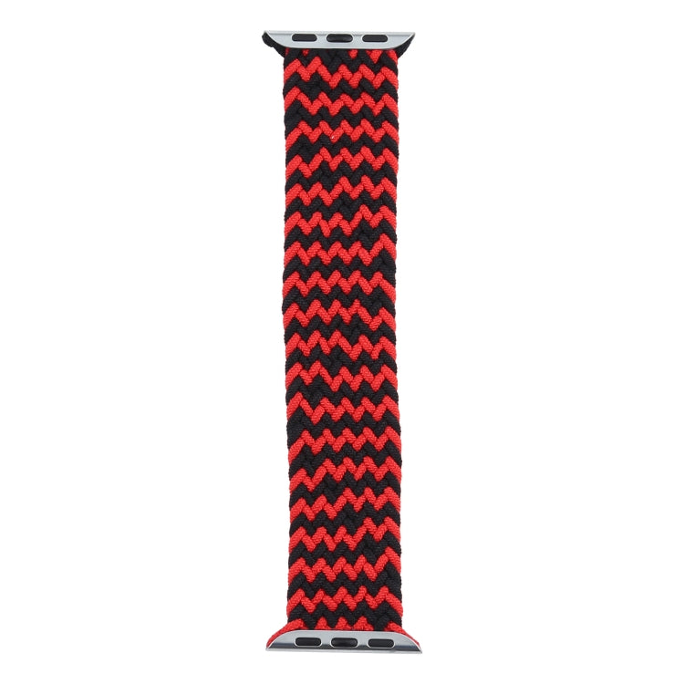 Red and black zigzag braided nylon watchband straight-on view
