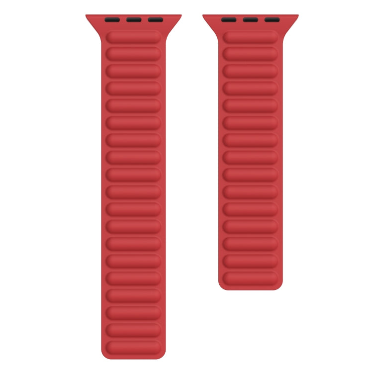 Red silicone magnetic chain watch band for Apple Watch, two strap ends