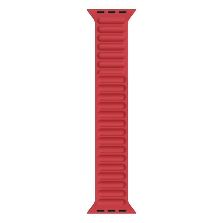 Red silicone magnetic chain watch band, single strap with connector holes