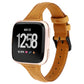 Genuine leather Fitbit Versa strap in tan with metal buckle and punched holes