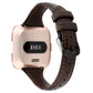 Genuine leather Fitbit Versa strap in dark brown with adjustable buckle and stitching