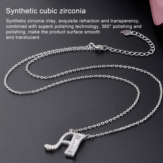 Rhinestone letter pendant necklace with silver-tone chain